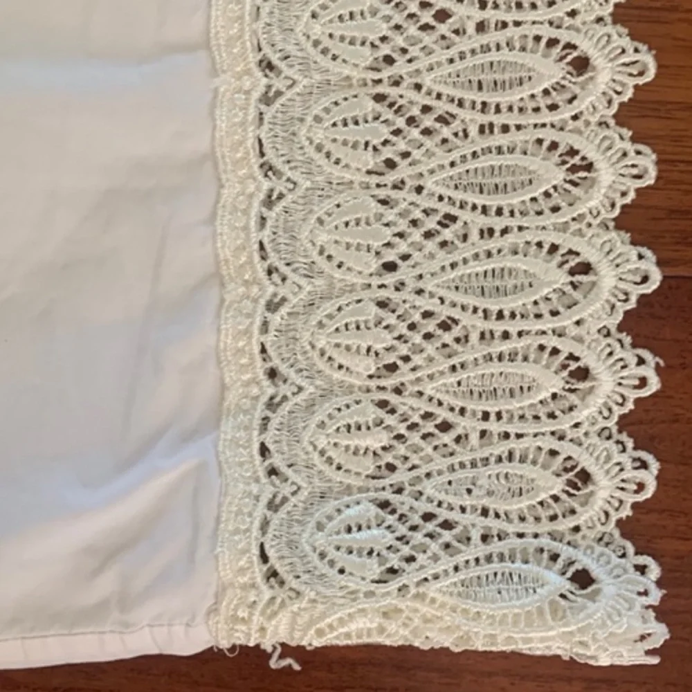 Charter Club Euro Pillow Sham & King Pillowcase Bundle Ivory Cotton Lace Trim